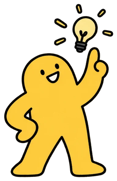 A yellow soulie with a light-bulb idea