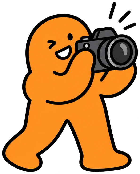 An orange soulie taking a photo