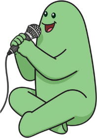 A green soulie singing