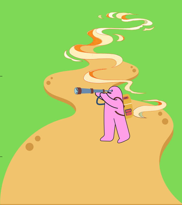 A figure walking the path of self-knowledge